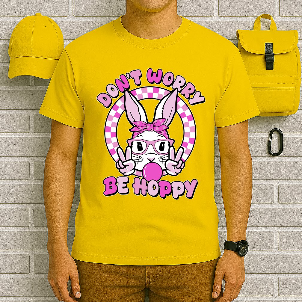 Retro Easter Dont Worry Be Hoppy Easter Bunny Rabbit T-Shirt