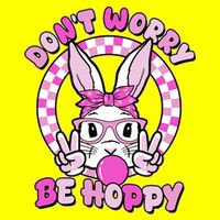 Retro Easter Dont Worry Be Hoppy Easter Bunny Rabbit Button