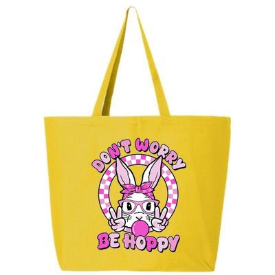 Retro Easter Dont Worry Be Hoppy Easter Bunny Rabbit 25L Jumbo Tote
