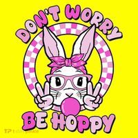 Retro Easter Dont Worry Be Hoppy Easter Bunny Rabbit 25L Jumbo Tote