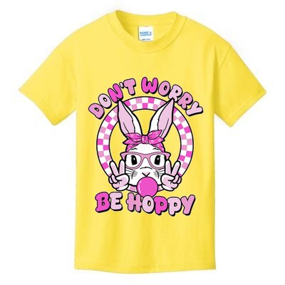 Retro Easter Dont Worry Be Hoppy Easter Bunny Rabbit Kids T-Shirt