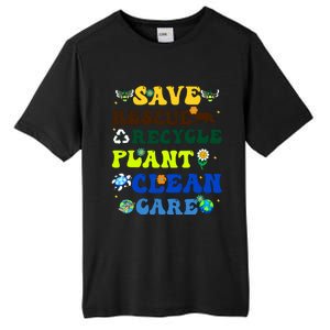 Retro Earth Day Save Bees Rescue Animals Recycle Plastics Tall Fusion ChromaSoft Performance T-Shirt