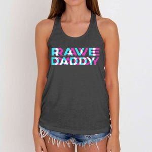 Rave Edm Daddy Music Festival Father Optical Trippy Illusion Women's Knotted Racerback Tank