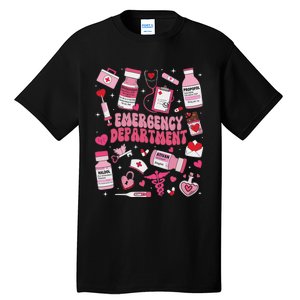 Retro Emergency Department Ed Er Nurse Valentines Day Tall T-Shirt