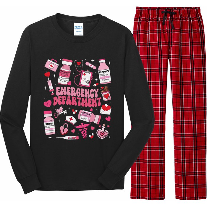 Retro Emergency Department Ed Er Nurse Valentines Day Long Sleeve Pajama Set