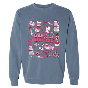 Retro Emergency Department Ed Er Nurse Valentines Day Garment-Dyed Sweatshirt