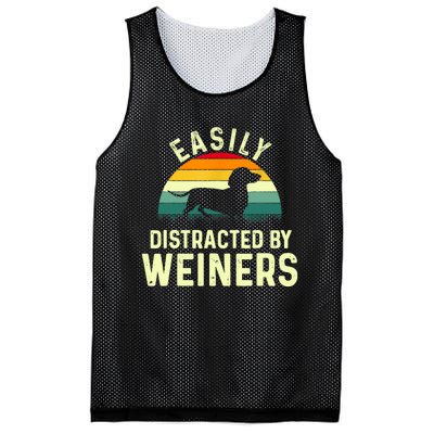 Retro Easily Distracted By Weiners Funny Dachshund Weiner Dog Gift Mesh Reversible Basketball Jersey Tank