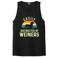 Retro Easily Distracted By Weiners Funny Dachshund Weiner Dog Gift PosiCharge Competitor Tank