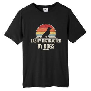 Retro Easily Distracted By Dogs Funny Dog Lover Gift Tall Fusion ChromaSoft Performance T-Shirt