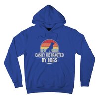 Retro Easily Distracted By Dogs Funny Dog Lover Gift Hoodie