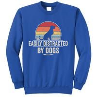 Retro Easily Distracted By Dogs Funny Dog Lover Gift Sweatshirt