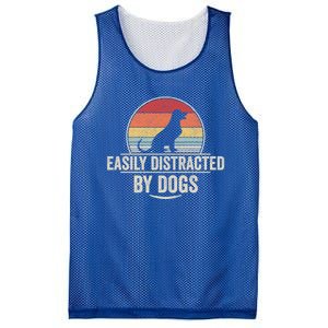 Retro Easily Distracted By Dogs Funny Dog Lover Gift Mesh Reversible Basketball Jersey Tank