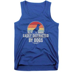 Retro Easily Distracted By Dogs Funny Dog Lover Gift Tank Top