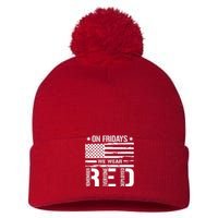 Remember Everyone Deployed On Friday We Wear Red Pom Pom 12in Knit Beanie