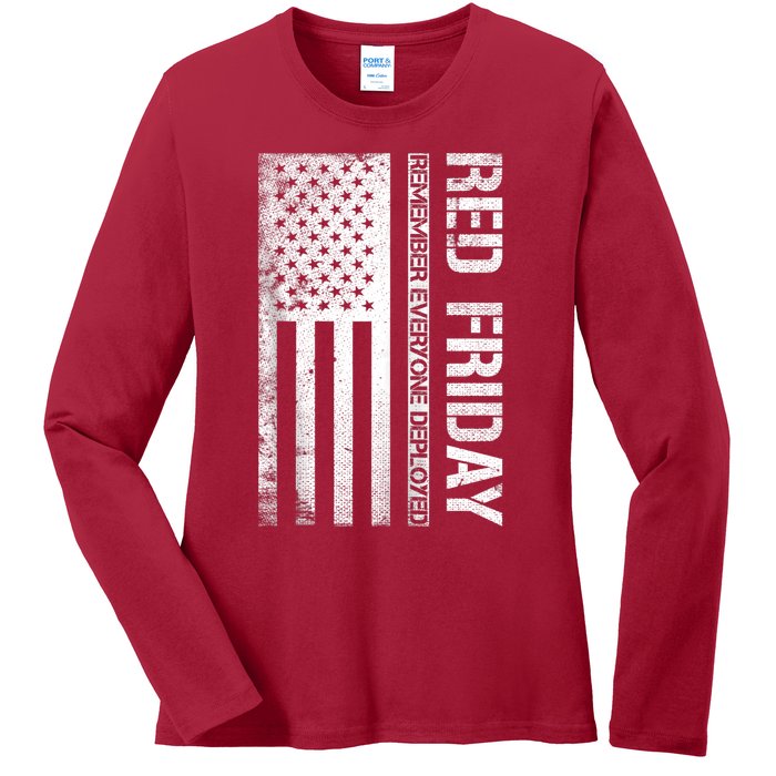 Remember Everyone Deployed Red Friday Zip Hoodie Ladies Long Sleeve Shirt