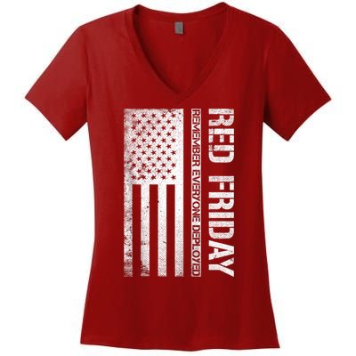 Remember Everyone Deployed Red Friday Zip Hoodie Women's V-Neck T-Shirt
