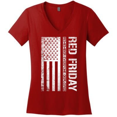 Remember Everyone Deployed Red Friday Zip Hoodie Women's V-Neck T-Shirt