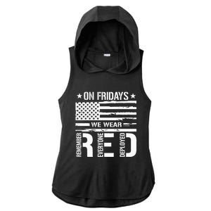 Remember Everyone Deployed On Friday We Wear Red Ladies PosiCharge Tri-Blend Wicking Draft Hoodie Tank