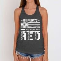 Remember Everyone Deployed On Friday We Wear Red Women's Knotted Racerback Tank