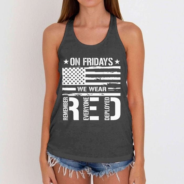 Remember Everyone Deployed On Friday We Wear Red Women's Knotted Racerback Tank