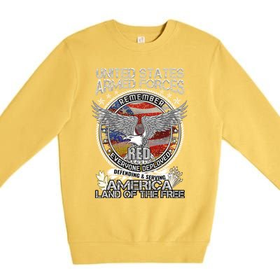 Remember Everyone Deployed Armed Forces Military Red Friday Gift Premium Crewneck Sweatshirt