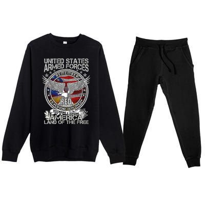 Remember Everyone Deployed Armed Forces Military Red Friday Gift Premium Crewneck Sweatsuit Set