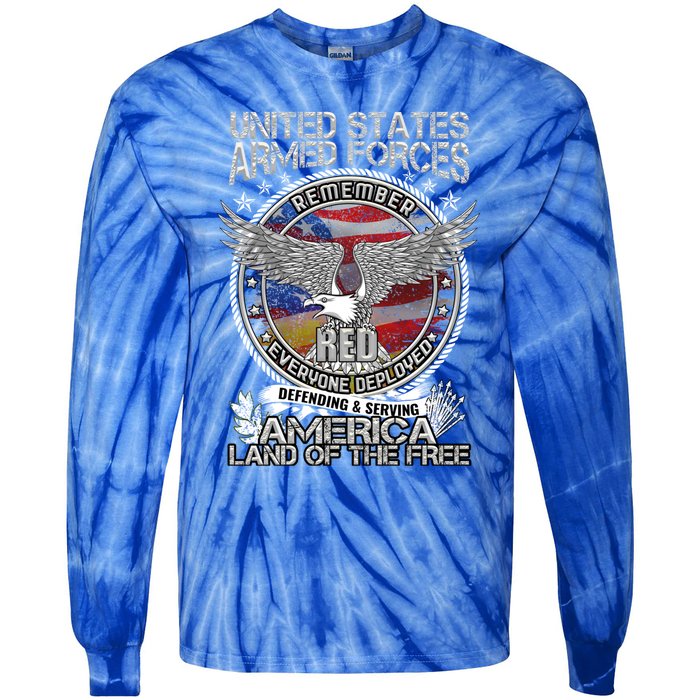 Remember Everyone Deployed Armed Forces Military Red Friday Gift Tie-Dye Long Sleeve Shirt