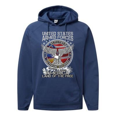 Remember Everyone Deployed Armed Forces Military Red Friday Gift Performance Fleece Hoodie