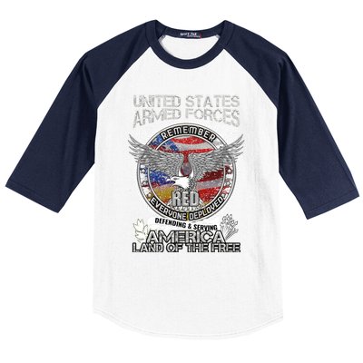 Remember Everyone Deployed Armed Forces Military Red Friday Gift Baseball Sleeve Shirt