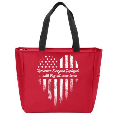 Remember Everyone Deployed Red Friday Zip Tote Bag