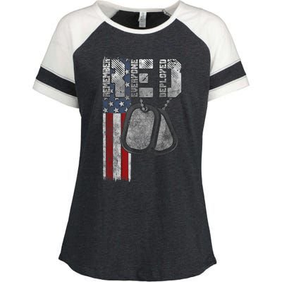 Remember Everyone Deployed Enza Ladies Jersey Colorblock Tee