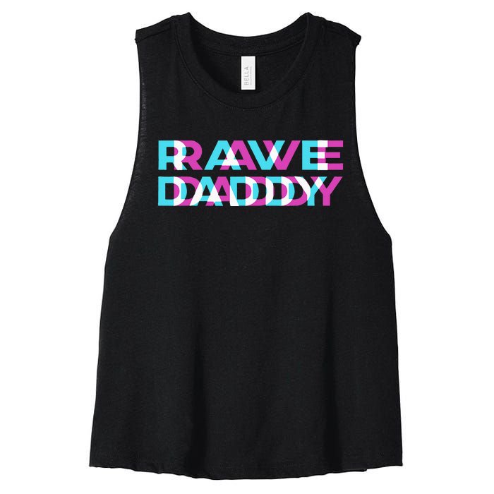 Rave Edm Daddy Music Festival Father Optical Trippy Illusion Women's Racerback Cropped Tank