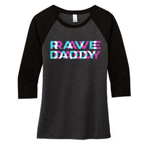 Rave Edm Daddy Music Festival Father Optical Trippy Illusion Women's Tri-Blend 3/4-Sleeve Raglan Shirt