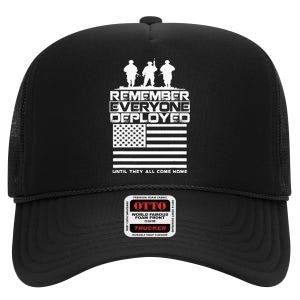 Remember Everyone Deployed R.E.D. Red Friday Military High Crown Mesh Back Trucker Hat