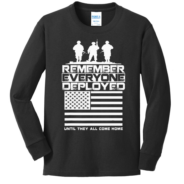 Remember Everyone Deployed R.E.D. Red Friday Military Kids Long Sleeve Shirt