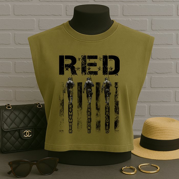 Remember Everyone Deployed RED Friday Garment-Dyed Women's Muscle Tee