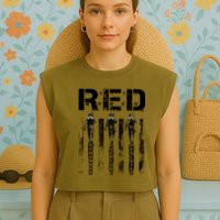 Remember Everyone Deployed RED Friday Garment-Dyed Women's Muscle Tee