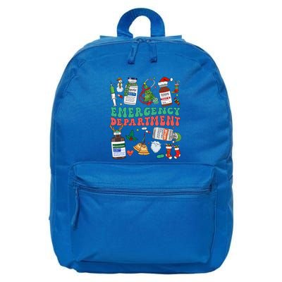 Retro Emergency Departt Christmas Er Nurse Xmas Nursing Gift 16 in Basic Backpack