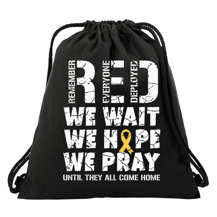Remember Everyone Deployed Red Friday Military Retro Drawstring Bag