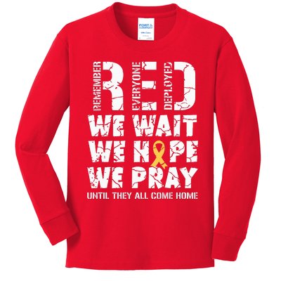 Remember Everyone Deployed Red Friday Military Retro Kids Long Sleeve Shirt