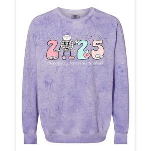 Retro Emergency Department Happy New Year 2025 Er Crew Nurse Colorblast Crewneck Sweatshirt