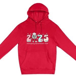 Retro Emergency Department Happy New Year 2025 Er Crew Nurse Premium Pullover Hoodie