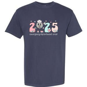 Retro Emergency Department Happy New Year 2025 Er Crew Nurse Garment-Dyed Heavyweight T-Shirt