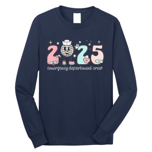 Retro Emergency Department Happy New Year 2025 Er Crew Nurse Long Sleeve Shirt