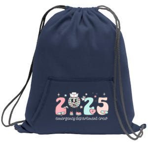 Retro Emergency Department Happy New Year 2025 Er Crew Nurse Sweatshirt Cinch Pack Bag