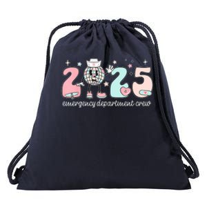 Retro Emergency Department Happy New Year 2025 Er Crew Nurse Drawstring Bag