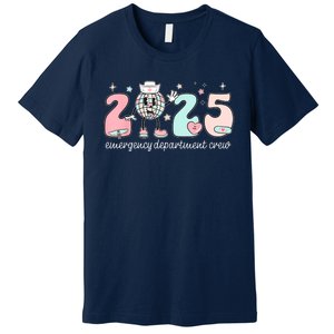 Retro Emergency Department Happy New Year 2025 Er Crew Nurse Premium T-Shirt