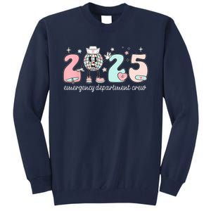 Retro Emergency Department Happy New Year 2025 Er Crew Nurse Tall Sweatshirt