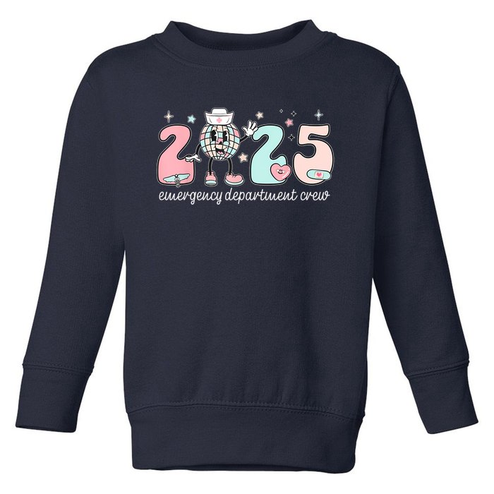 Retro Emergency Department Happy New Year 2025 Er Crew Nurse Toddler Sweatshirt