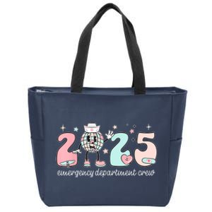 Retro Emergency Department Happy New Year 2025 Er Crew Nurse Zip Tote Bag